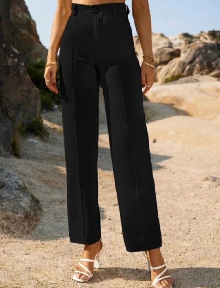 Buy AND Natural Regular Fit Polyester Womens Formal Pants  Shoppers Stop