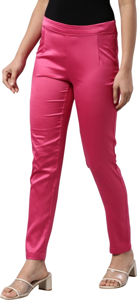 GO COLORS Slim Fit Women Pink Trousers - Buy GO COLORS Slim Fit