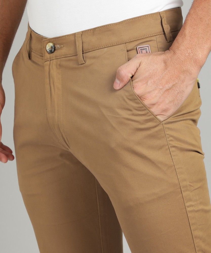 Solid Open Bottom Trousers Regular Fit Khaki  Shop Online  Status Quo