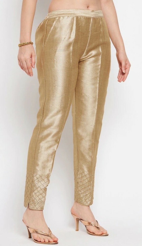 Iknaura Regular Fit Women Gold Trousers  Buy Iknaura Regular Fit Women  Gold Trousers Online at Best Prices in India  Flipkartcom