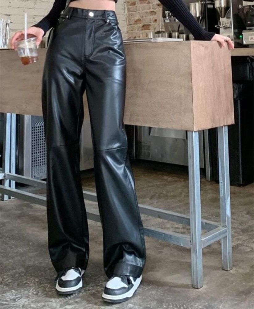 ESPRIT  Highrise slim fit faux leather trousers at our online shop
