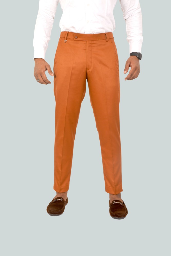 Women's Striped Cotton Pants Orange | BohoClandestino Wholesale