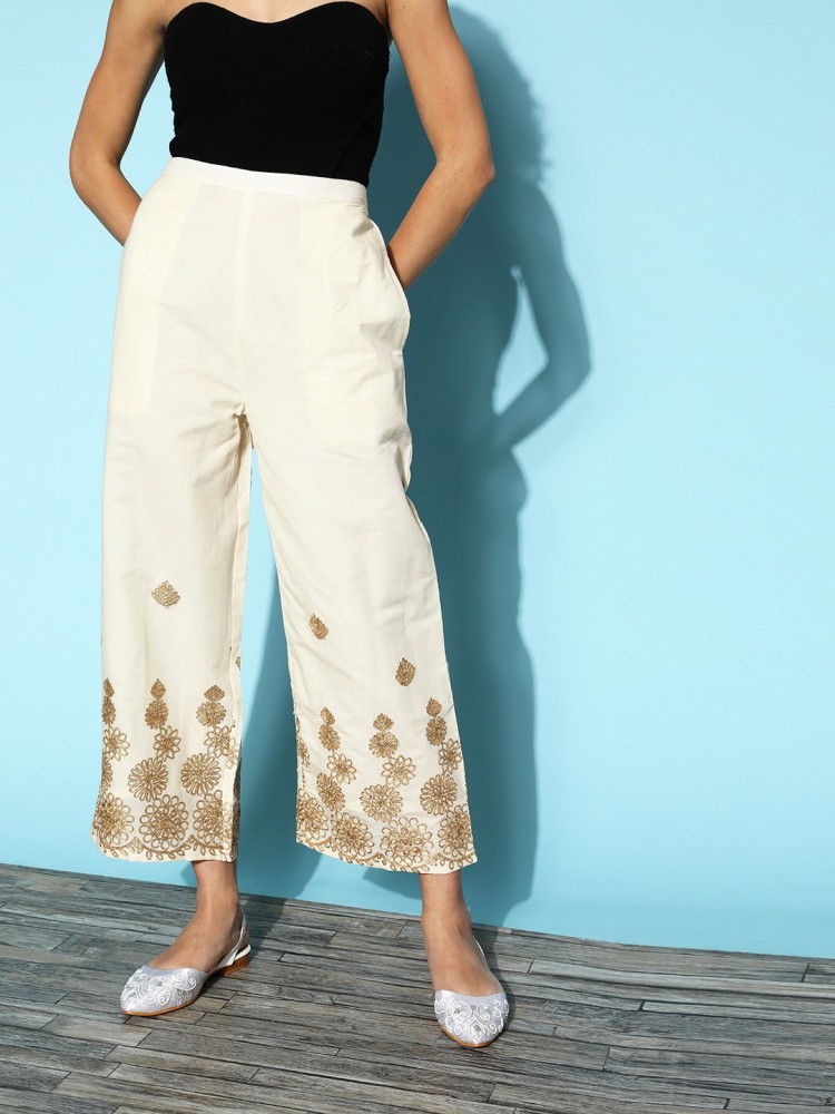 LIBAS Flared Women Cream Trousers - Buy LIBAS Flared Women Cream