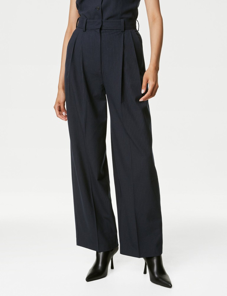 Buy Navy Blue Trousers & Pants for Women by Marks & Spencer Online