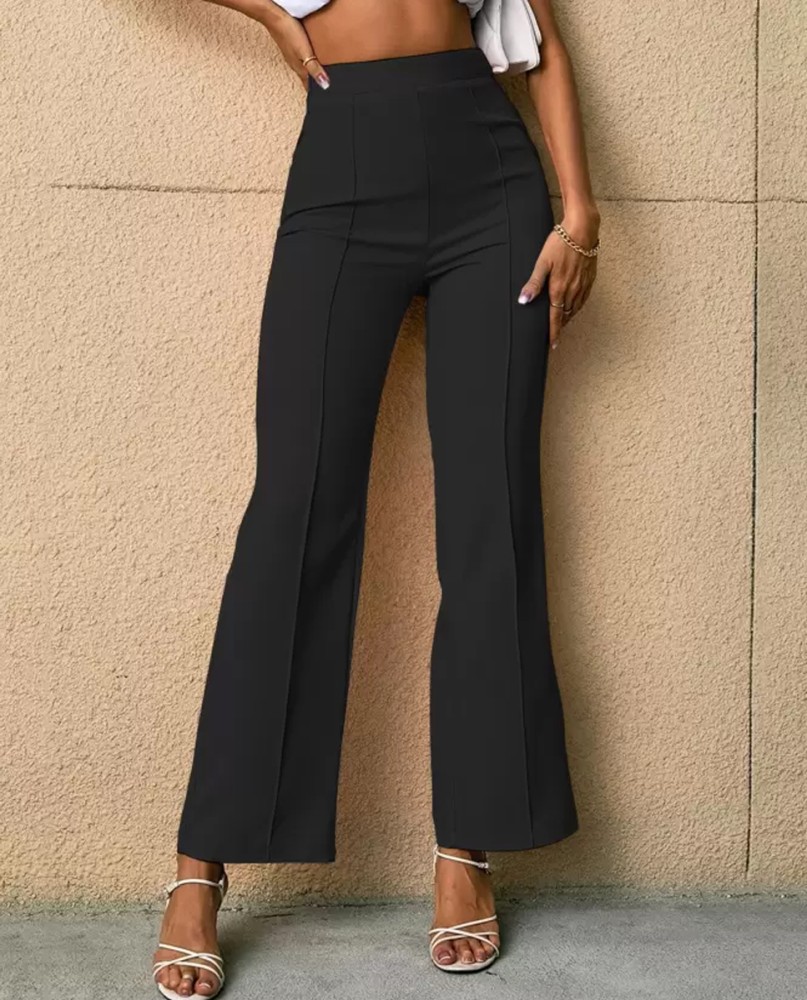 Buy Shasmi Womens Black High Waist Seam Detail Trousers Pant 69 Black S  at Amazonin