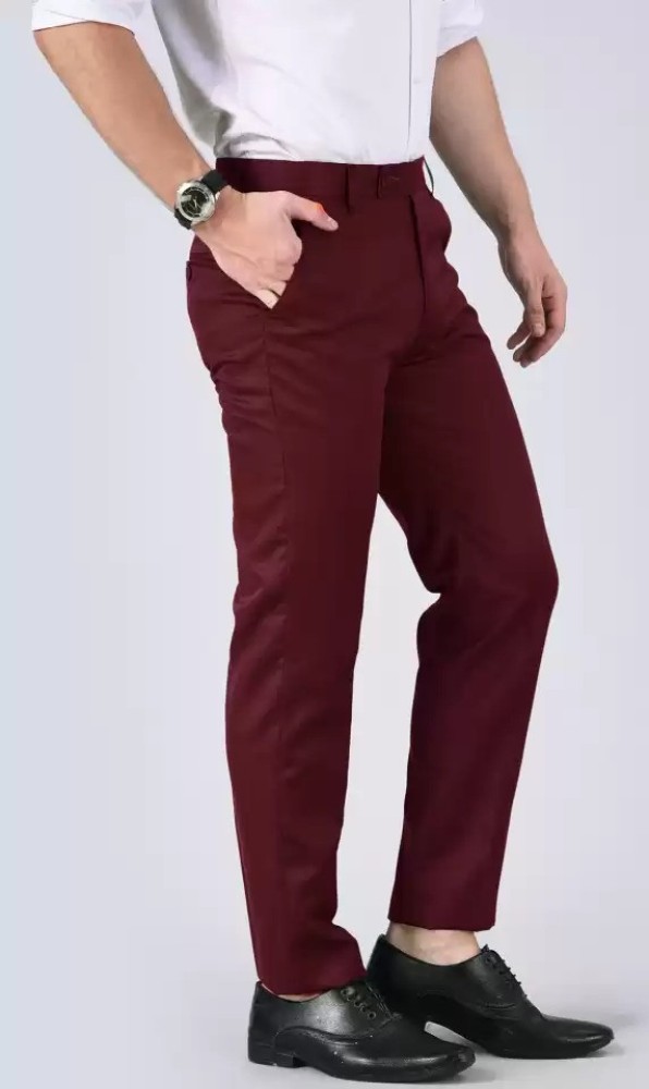 Plus91 Regular Fit Men Maroon Trousers  Buy Plus91 Regular Fit Men Maroon  Trousers Online at Best Prices in India  Flipkartcom