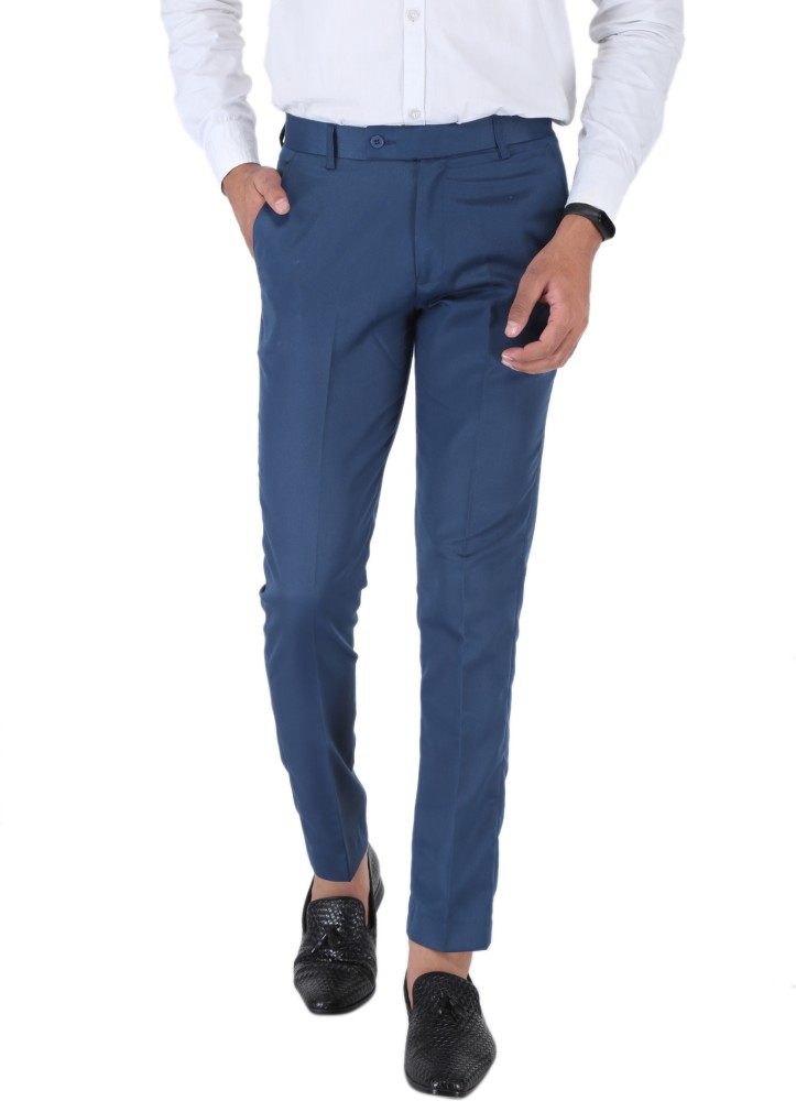 Buy INVICTUS Men Sky Blue Solid Slim Fit Formal Trousers  Trousers for Men  1745336  Myntra