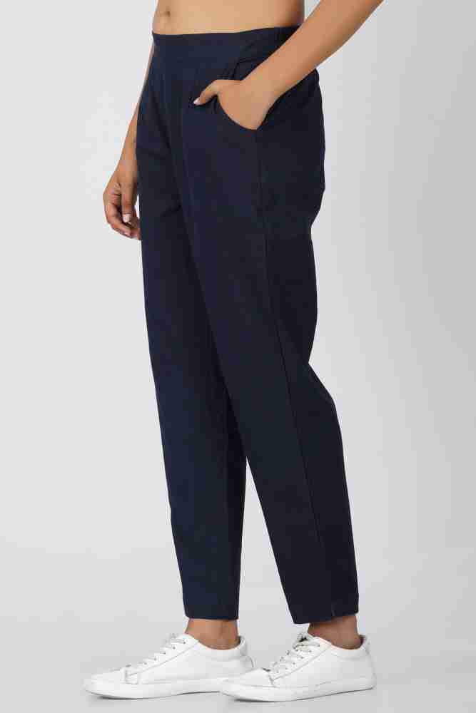 Peacock Blue Cotton Pant for Women - SPARSA India