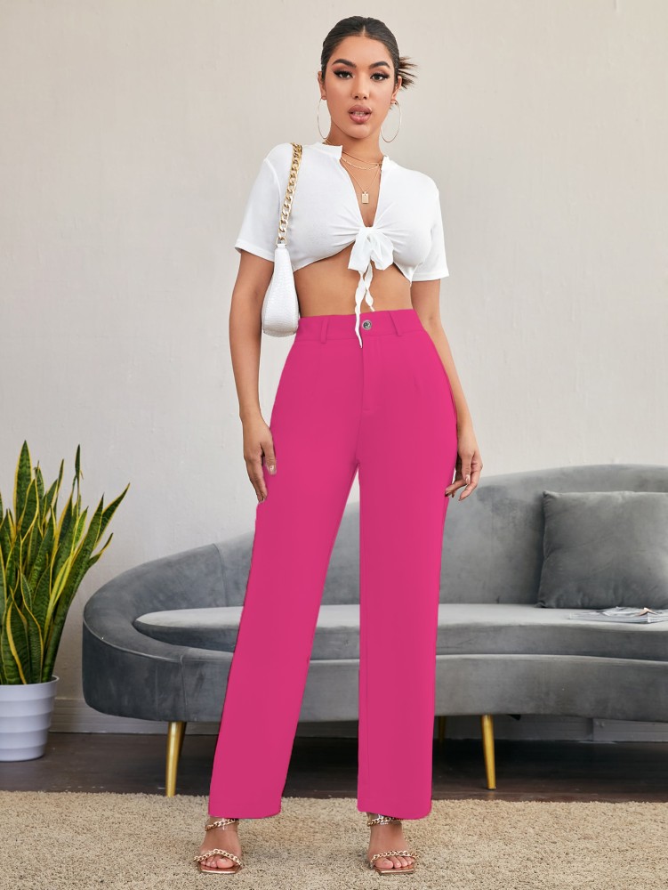Buy PANIT Women Dusty Pink Regular Fit Solid Peg Trousers  Trousers for  Women 6993390  Myntra