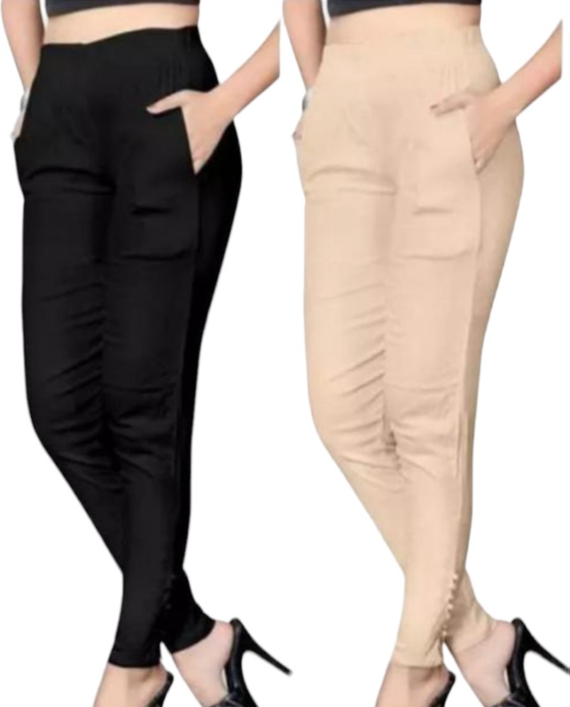 mre Regular Fit Women Cream, Black Trousers - Buy mre Regular Fit Women  Cream, Black Trousers Online at Best Prices in India