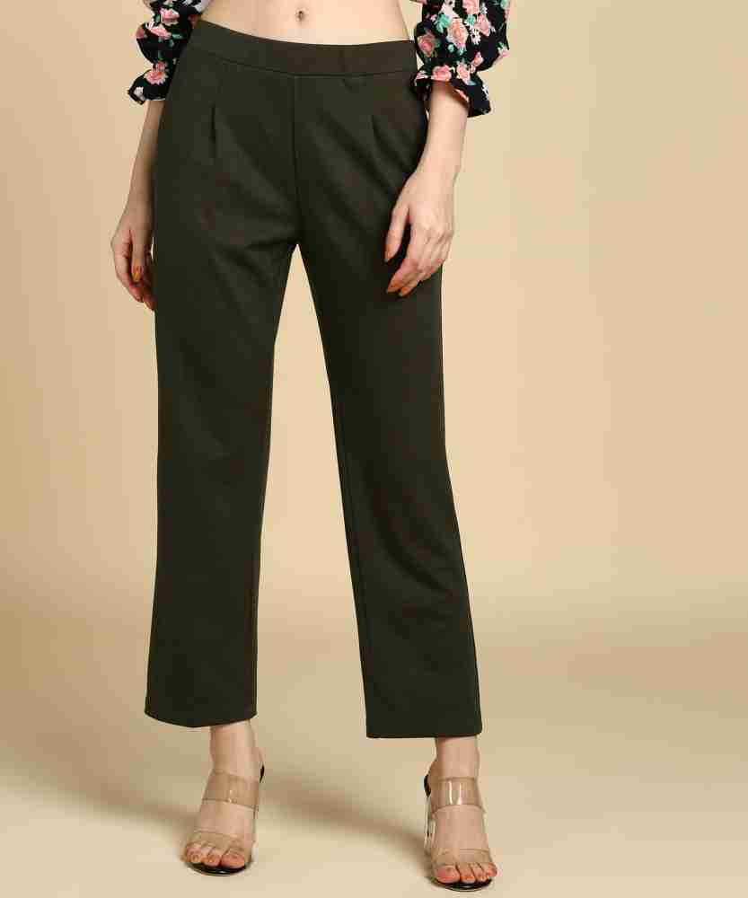 Women's High Waist Formal Stretchable Relaxed Parallel Trouser Pants - –  Glossia Fashion