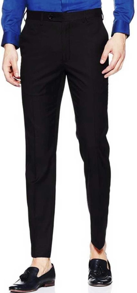 SLC Formal Trousers/ Formal Pant Regular Fit Men Black Trousers