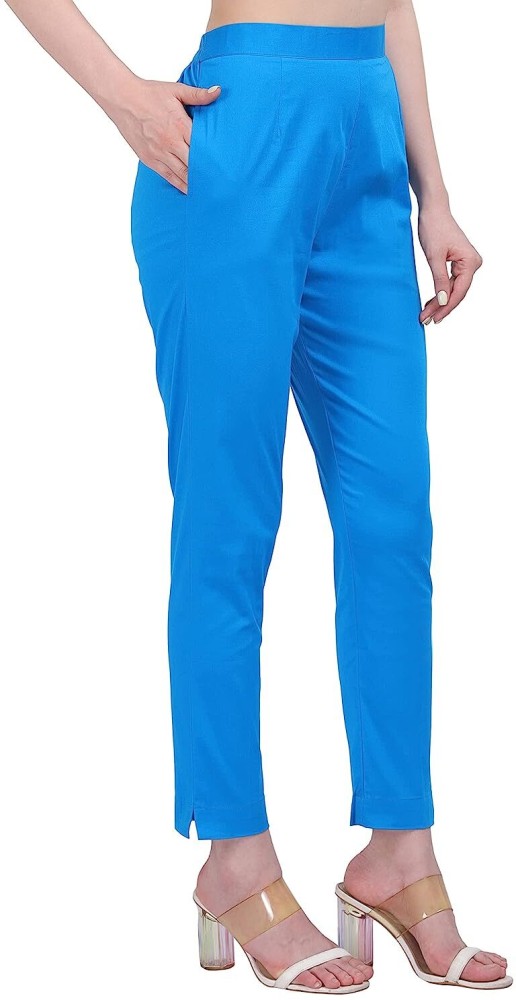 Buy Navy Blue Color Cotton Trousers for Women  Regular Fit Cotton  Naariy