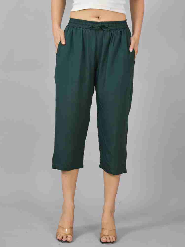 QuaClo Women Dark Green Capri - Buy QuaClo Women Dark Green Capri Online at  Best Prices in India