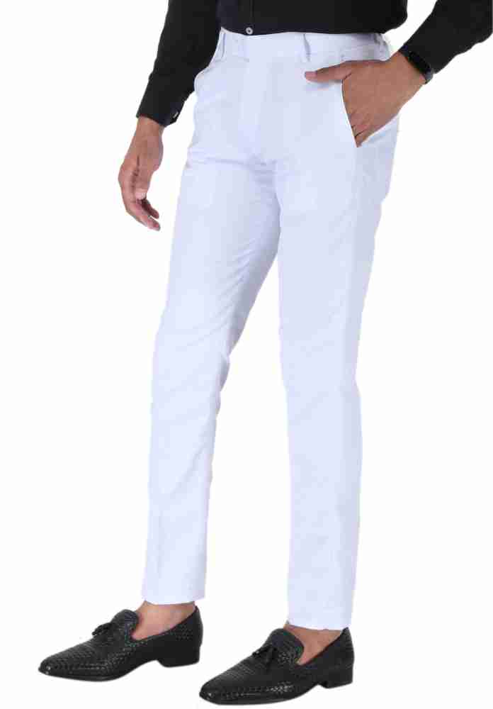 Regular Fit Formal Wear Mens White Cotton Pant, 28-40 at Rs 375 in Morbi