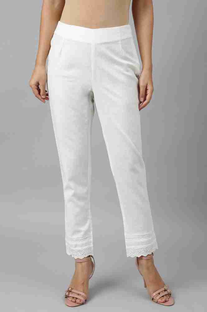 W Slim Fit Women White Trousers - Buy W Slim Fit Women White