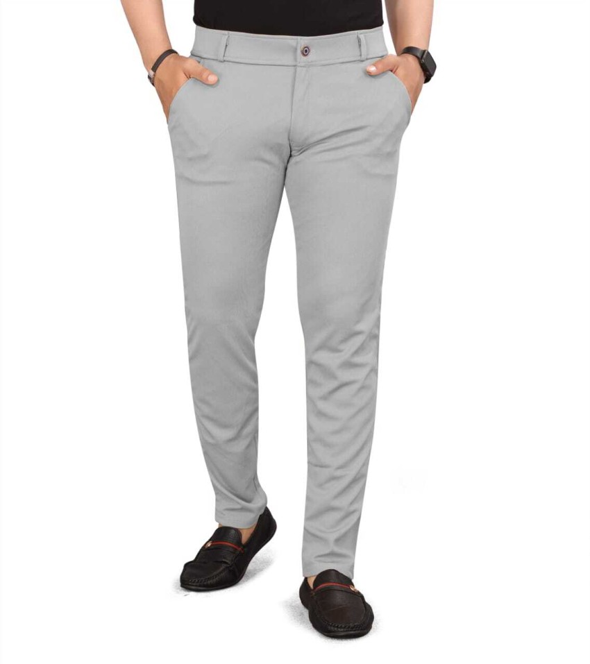 Buy Light Grey Trousers & Pants for Men by COOL COLORS Online