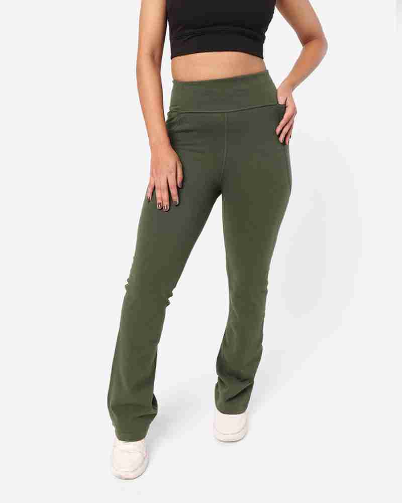 BlissClub Flared Women Green Trousers - Buy BlissClub Flared Women