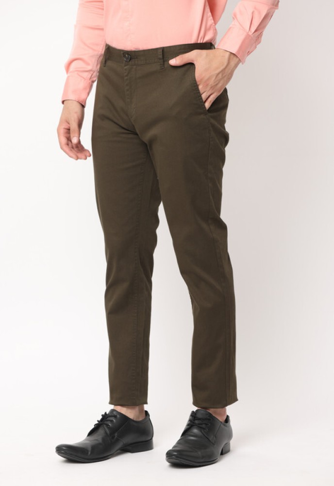 Buy Arrow Men Dark Green Solid Hudson Tailored Fit Formal Trousers   NNNOWcom