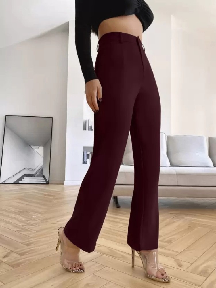 Buy Wine Trousers & Pants for Women by Silverfly Online