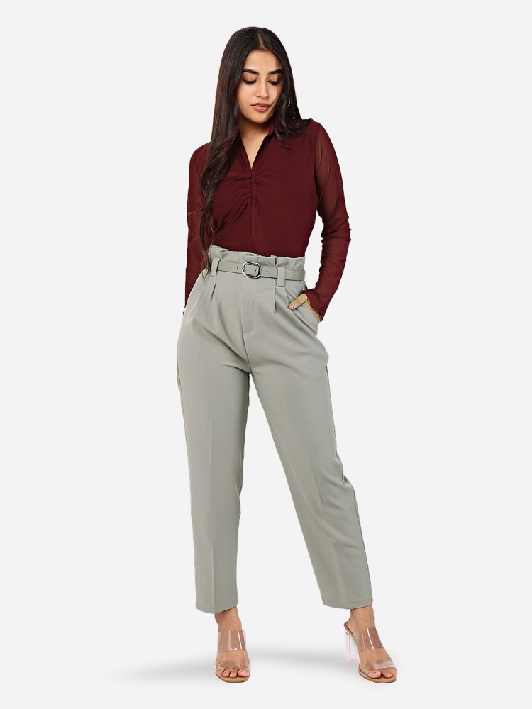 high-rise waist REYA double pleat trousers