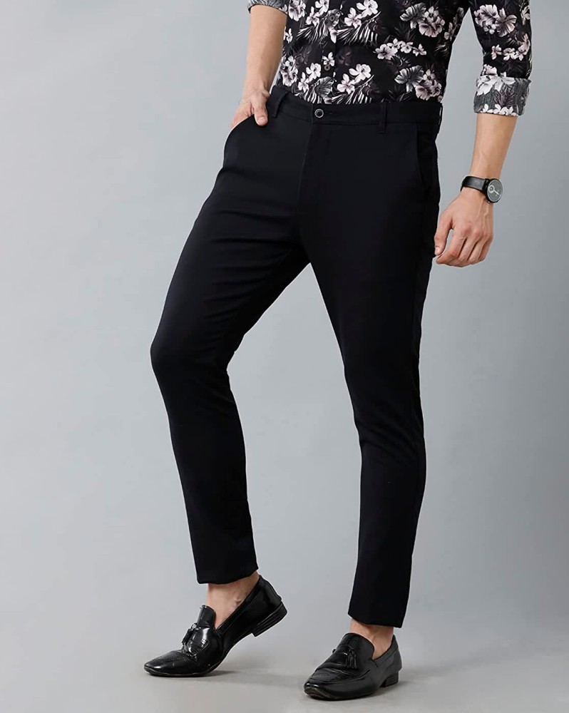 PRATHAM ENTERPRISE Slim Fit Men Black Trousers - Buy PRATHAM ENTERPRISE  Slim Fit Men Black Trousers Online at Best Prices in India
