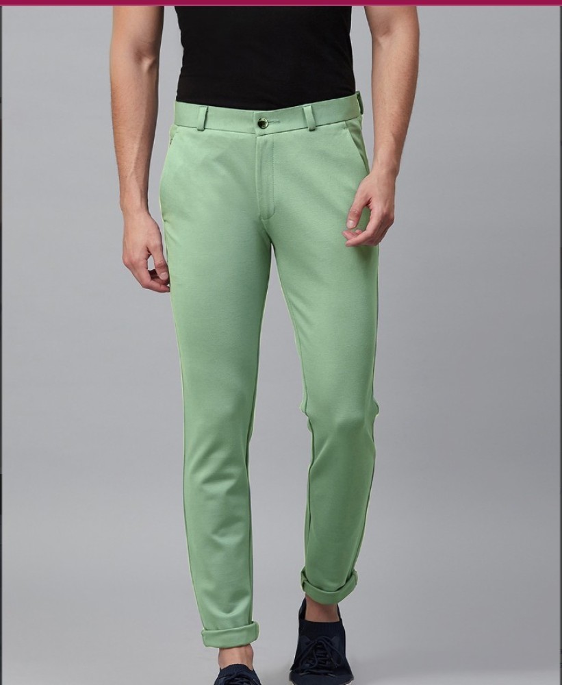 Buy Ruggers Men Light Green Flat Front Solid Cotton Stretch Casual Trousers   NNNOWcom