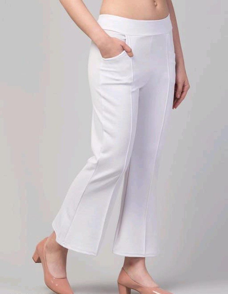 cotton pent plazo Regular Fit Women White Trousers - Buy cotton