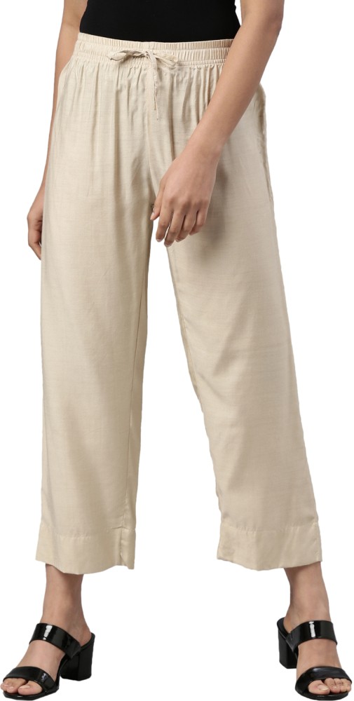 Buy Light Beige Pants for Women by GO COLORS Online | Ajio.com