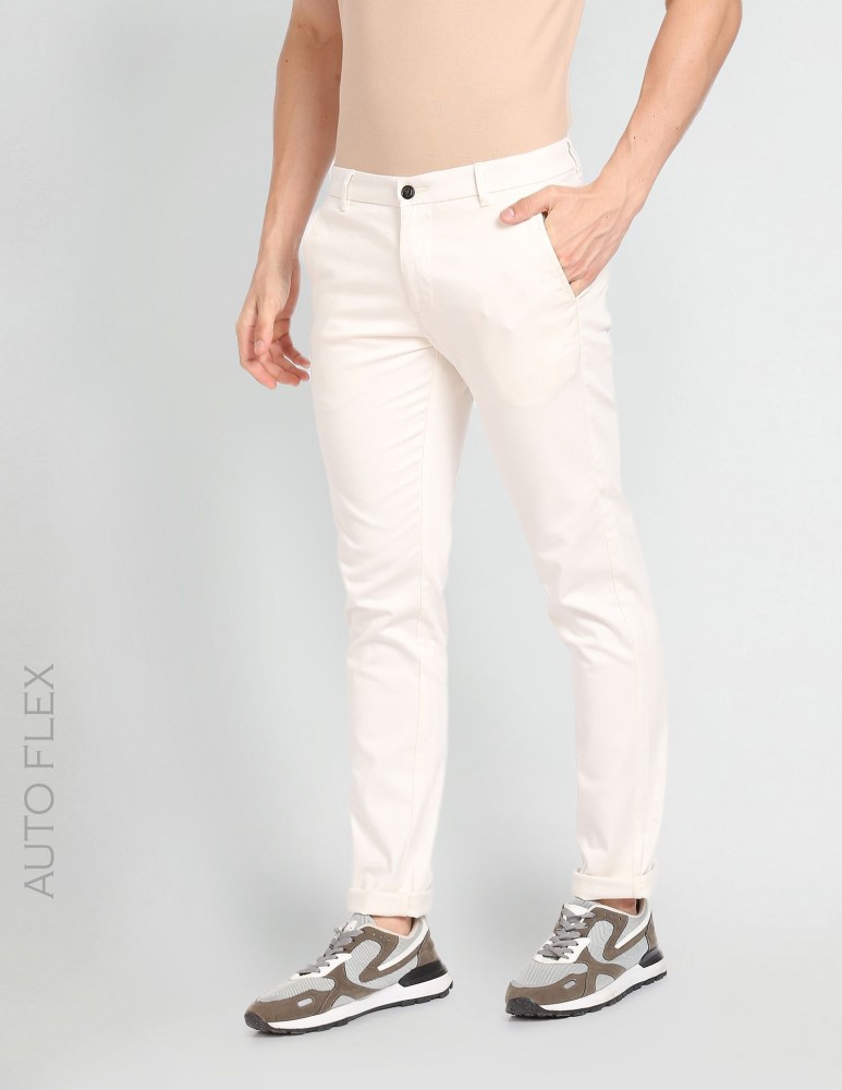 Allen Solly Casual Trousers  Buy Allen Solly Men White Slim Fit Solid  Casual Trousers Online  Nykaa Fashion