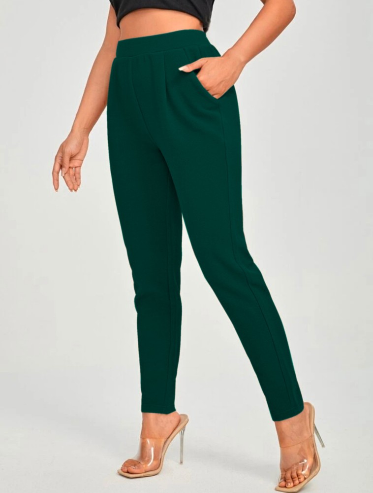 Women Dark Green Trousers