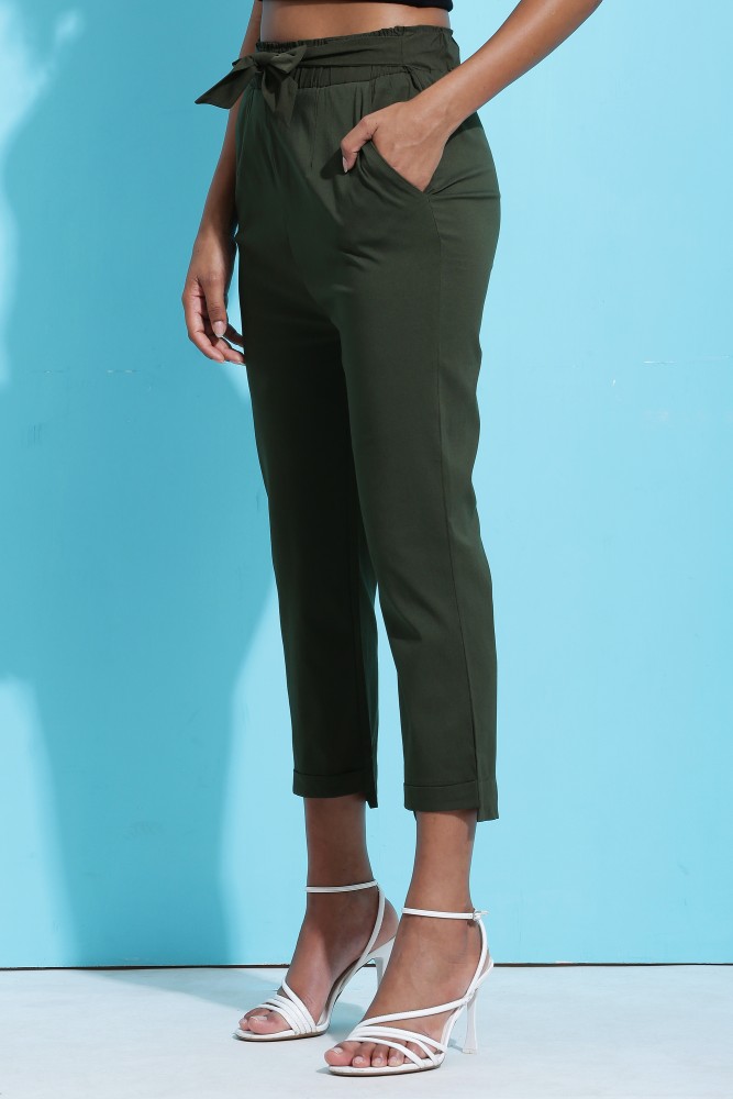 Dark green hot sale paperbag trousers