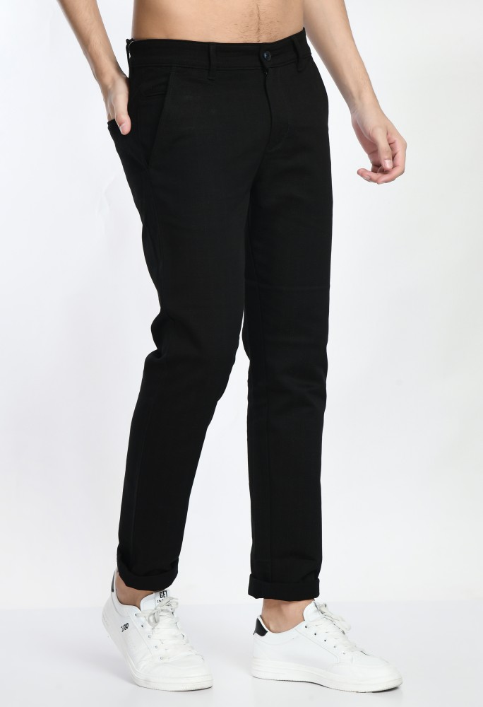 Buy Black Stretch Cotton Chinos For Men Online In India
