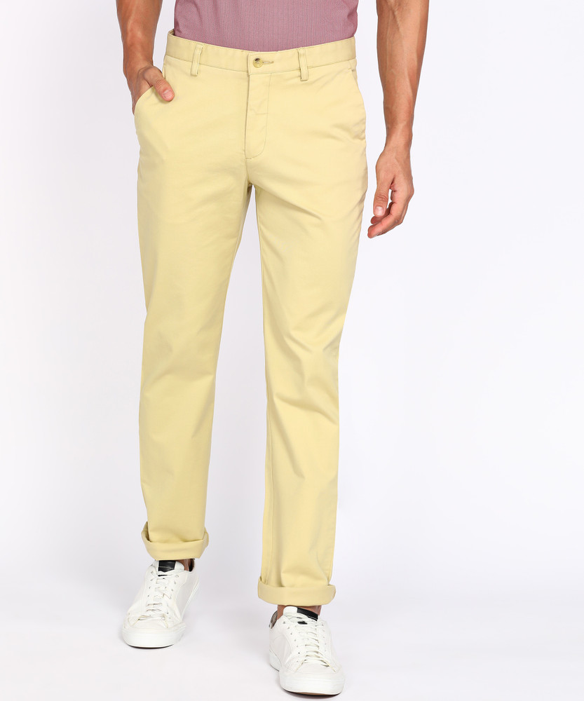 PETER ENGLAND Slim Fit Men Yellow Trousers Buy MediumkhakiSolid