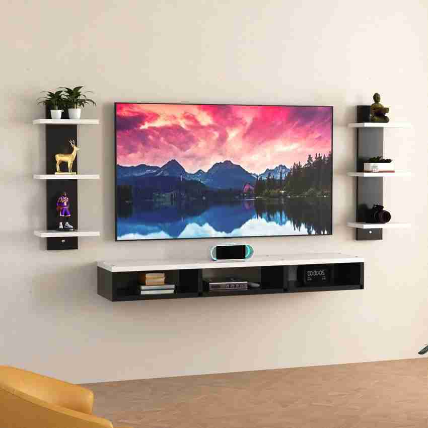 icrush Wooden Wall Mounted TV Unit Cabinet with TV Stand Black White Engineered Wood TV Entertainment Unit Price in India Buy icrush Wooden Wall Mounted TV Unit Cabinet with TV