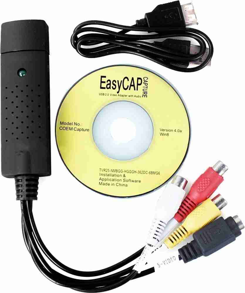 EASYCAP TV out Cable High Quality USB 2.0 Video Audio Capture Card Adapter Composite RCA Input for TV DVD VHS Video Cable Black EASYCAP Flipkart