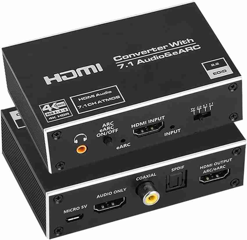 HDMI eARC Audio Extractor Splitter hdmi2.1 to hdmi Audio Adapter Converter  with L/R Coaxial SPDIF 3.5mm Stereo Audio Output Support 1080P 3D