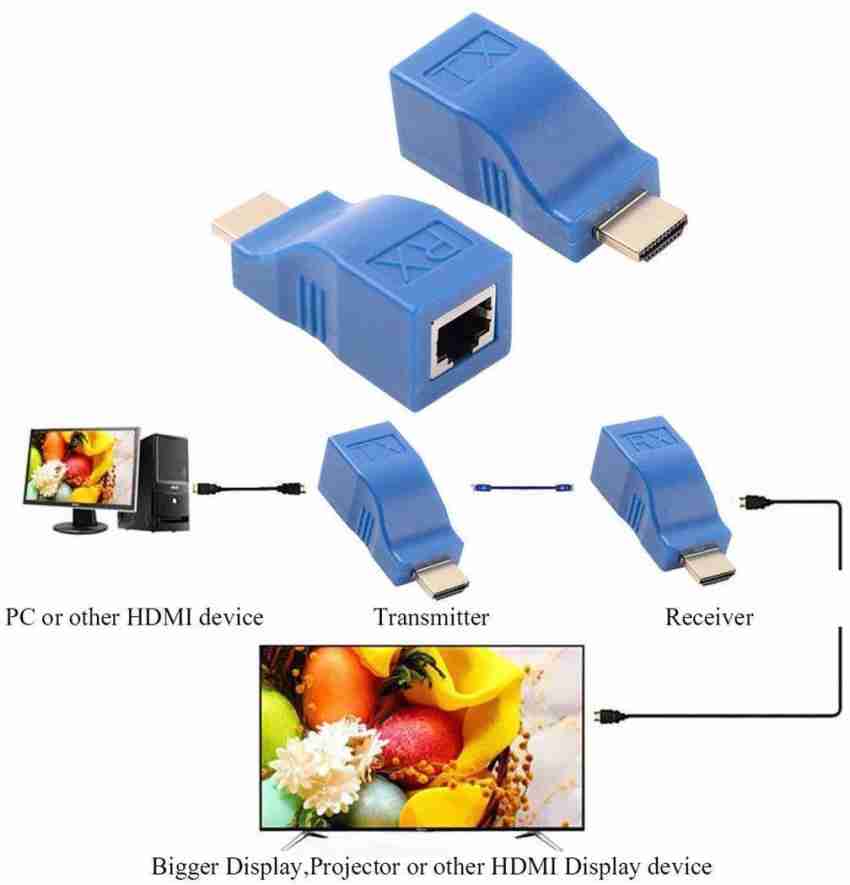 4K 1080P HDMI Extender to RJ45 Over Cat 5e/6 Network LAN Ethernet Adapter 2  PCS