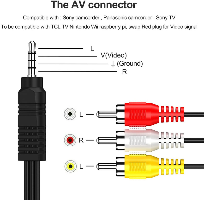C E TV out Cable 3.5mm Stereo TRRS Male to 3 RCA Female Composite AV Cable Adapter 12cm C E Flipkart