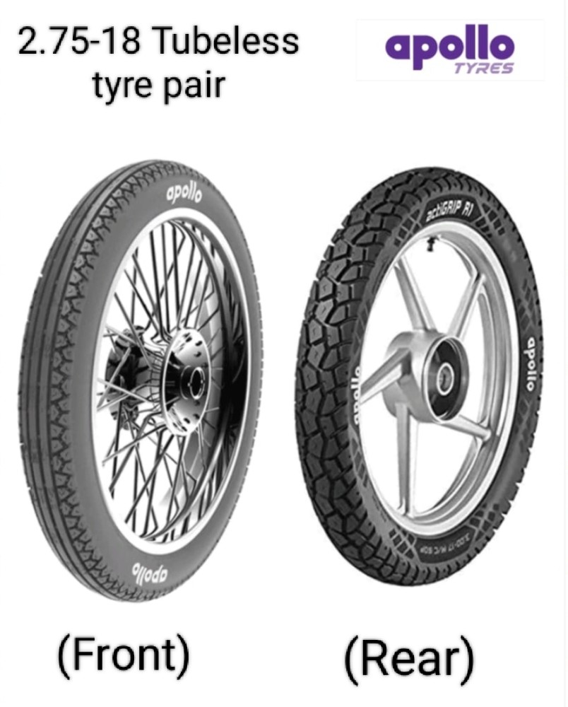 APOLLO TYRES 2.75 18 F7 2.78 18 R1 TUBELESS TYRE PAIR 2.75 18 Front Rear Two Wheeler Tyre Price in India Buy APOLLO TYRES 2.75 18 F7 2.78 18 R1 TUBELESS TYRE PAIR 2.75 18 Front Rear