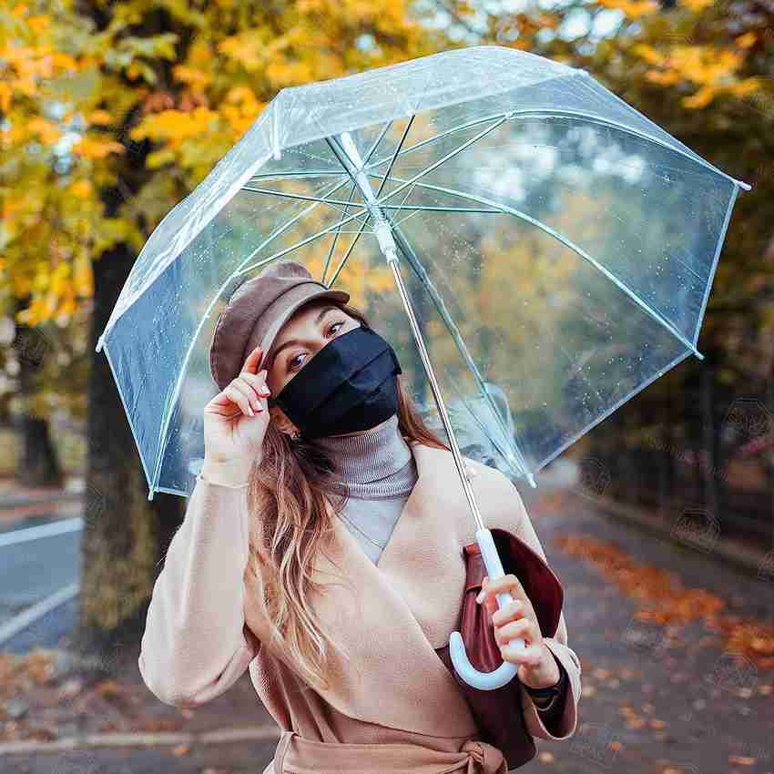 Leaffybezz Transparent Umbrella for Rain Windproof Strong Auto