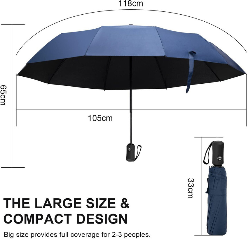 RIBS Large Umbrella 46 inch for Men and Women 3 Fold with Auto Open and Close Umbrella