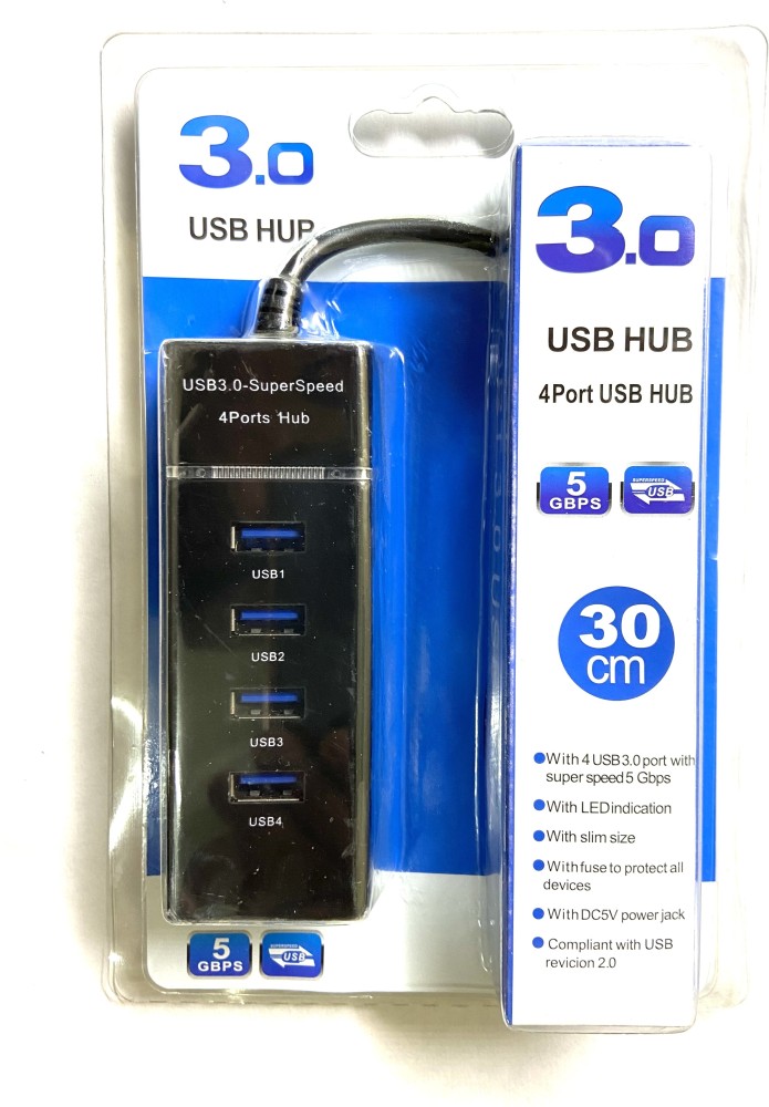 Mini Rotating Hub with 3 USB 2.0 Ports Black - USB Hub - USB - PC and Mobile