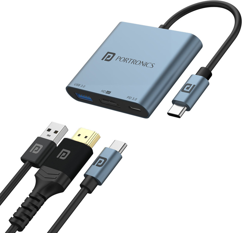 Portronics C Konnect Plus USB C Multiport Hub with 4K HDMI 100W Charging USB 3.0 POR 2187 USB Hub Price in India Buy Portronics C Konnect Plus USB C Multiport Hub with 4K HDMI