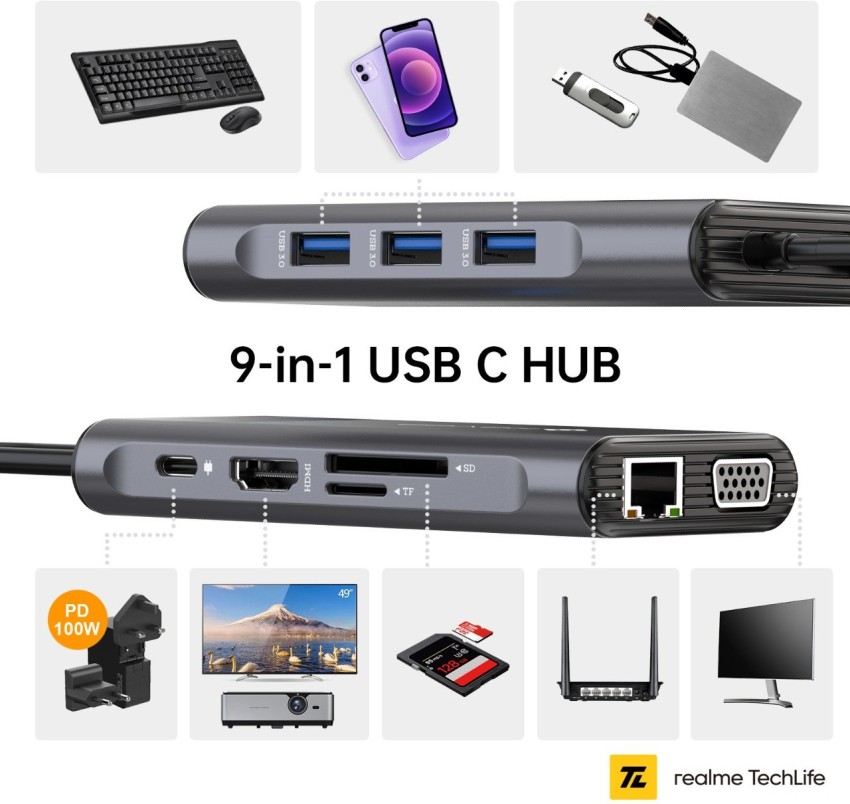 NOVOO - 6 in 1 USB C Hub with HDMI, VGA, 2 x USB, PD 2.0