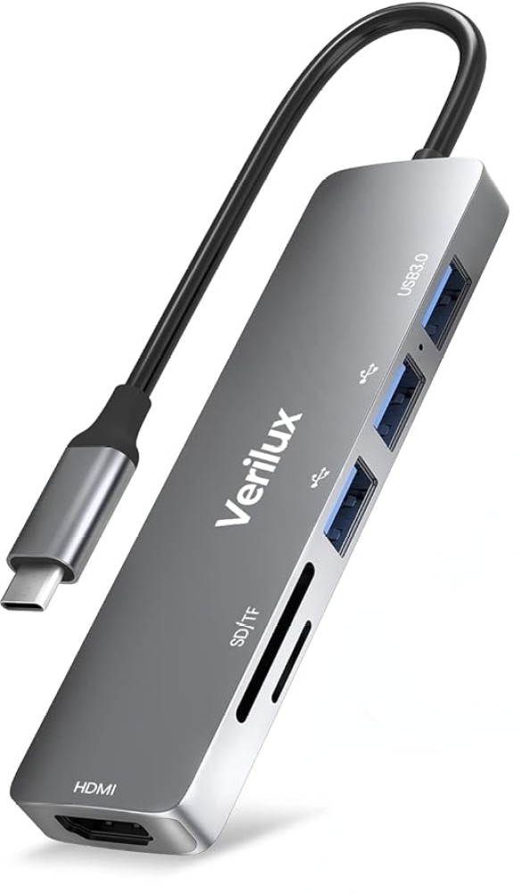 Verilux USB Hub Multiport USB Adapter 6 in 1 Portable USB Post
