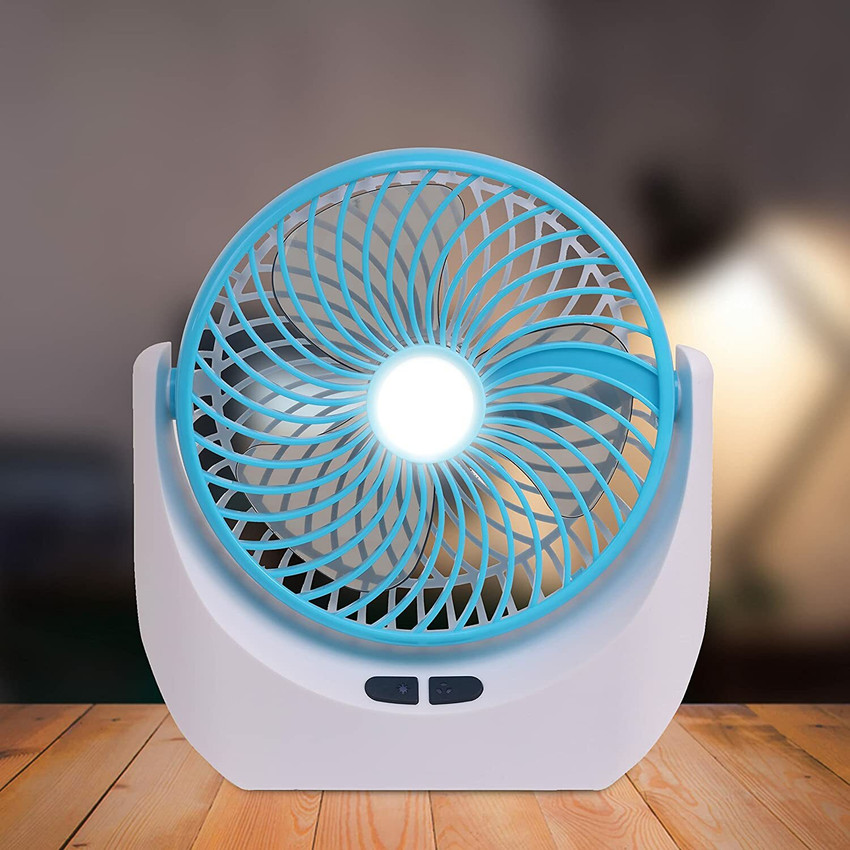 PLERIZA Rechargeable Table Fan with 21 SMD LED Light Table Fan