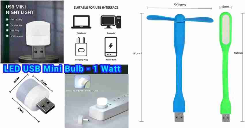 Set 3x2 Mini Luz Led Lampara Notebook Cargador Usb Linterna