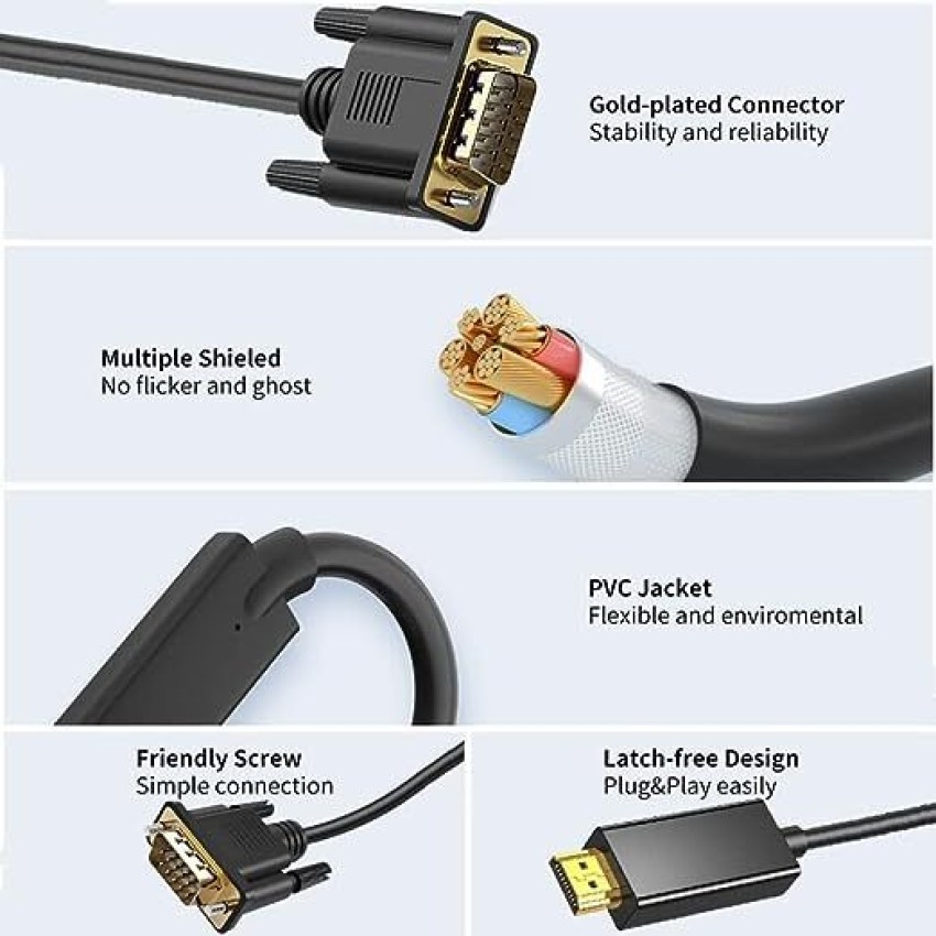 HDMI to VGA, 5 Pack, Gold-Plated HDMI to VGA Adapter (Male to Female) for  Computer, Desktop, Laptop, PC, Monitor, Projector, HDTV, Chromebook