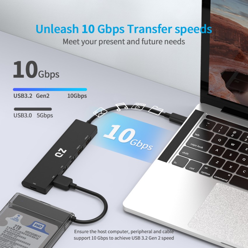 QZ USB Type C Hub, USB C Hub with Power Delivery PD3.0 100W, USB 3.1 Gen 1  HB18 Laptop Accessory Price in India - Buy QZ USB Type C Hub, USB C